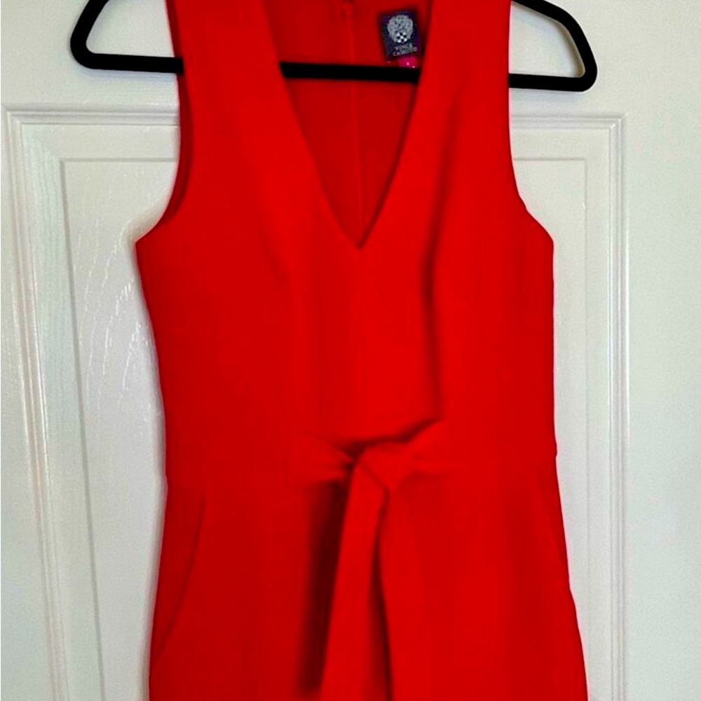 Vince Camuto Tie Front Sleeveless Jumpsuit Red Size 4
